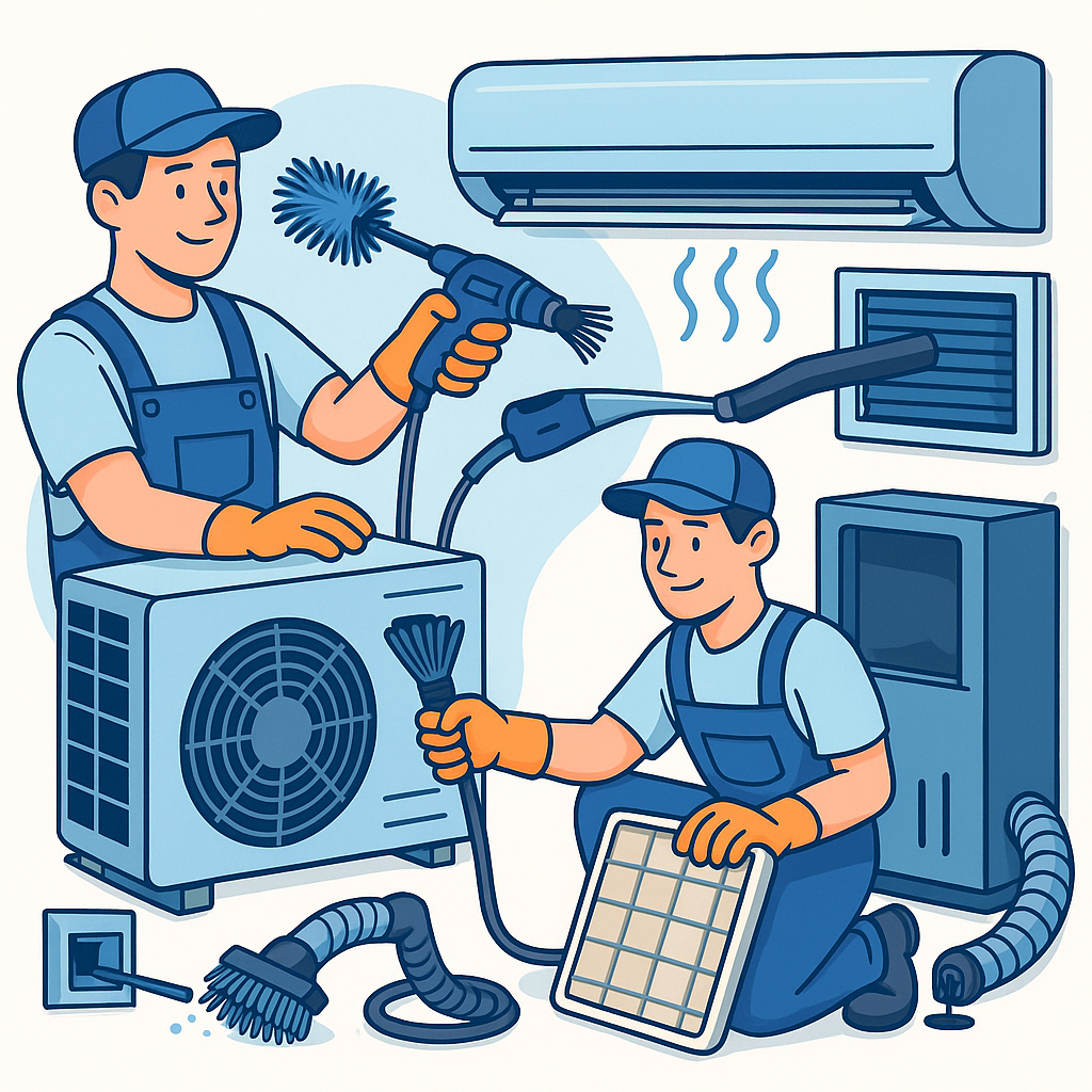 HVAC system cleaning illustration